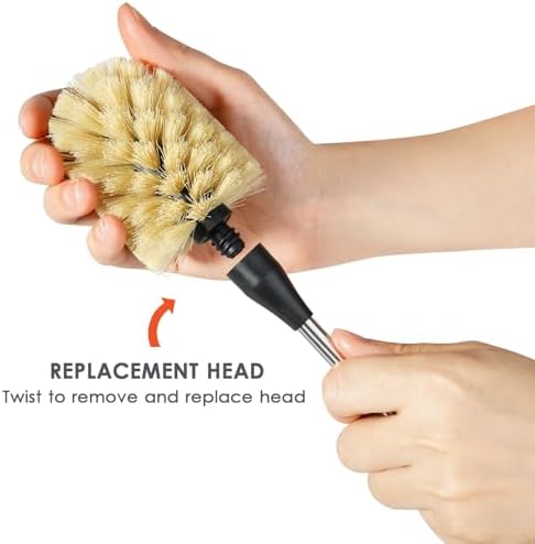 Bottle Cleaning Brush with 2 Replaceable Heads, 13 in, Yellow