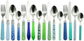 Gypsy Color Eclectic Blue & Green Mix & Match Stainless Steel Flatware