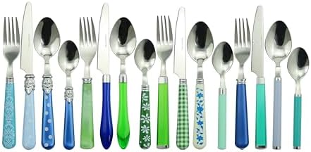 Gypsy Color Eclectic Blue & Green Mix & Match Stainless Steel Flatware