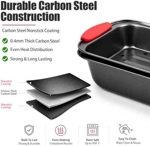 2 Piece Meatloaf Pan with Drain Tray, Nonstick Carbon Steel Loaf Pan