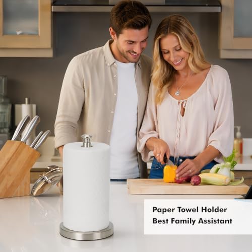 Paper Towel Holder, Brushed Nickel, Stainless Steel Base