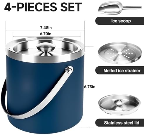 3L Double-Wall Insulated Stainless Steel Ice Bucket for parties