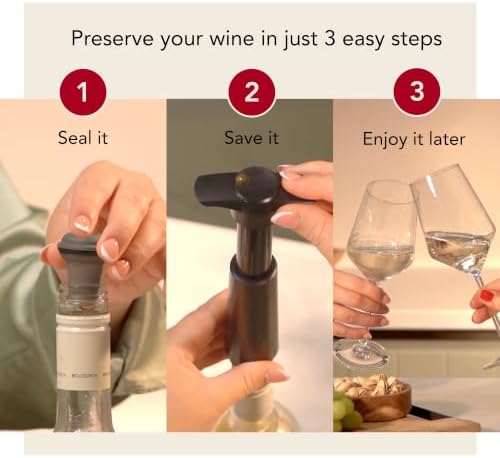 Vacu Vin Original Wine Pump - 4 Vacuum Wine Stoppers - Wine Saver