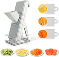 Safe Mandoline Slicer for Kitchen, Adjustable Vegetable Slicer, Julienne Slicers, Cut Resistant Stainless Steel Blades, Potato Fry Cutter, Onion Chopper, Detachable, Dishwasher Safe, Kitchen Gadgets