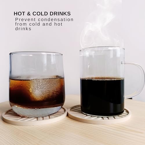 Silicone Coasters Set of 6 - with Gold Holder, smart Modern Grooved