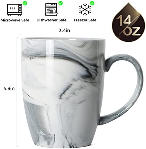 14 OZ Marble Coffee Mugs, M067 Novelty Marble Ceramic Cup for Home and