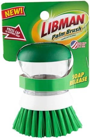 Libman Palm Brush with Soap Dispenser, 4” x 3.25”