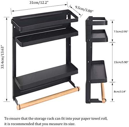 Black Magnetic Refrigerator Shelf Organizer, Paper Towel Holder