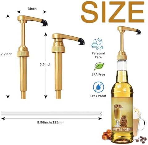 8 pcs Leak Proof Syrup Pumps with Cap, Fits 25.4 Oz/750ml Bottles