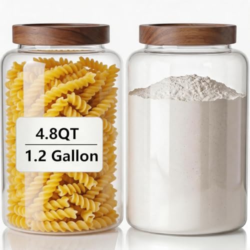 Joypeace 2 Pack 1.2 Gallon Large Glass Jars with Airtight Screw-On
