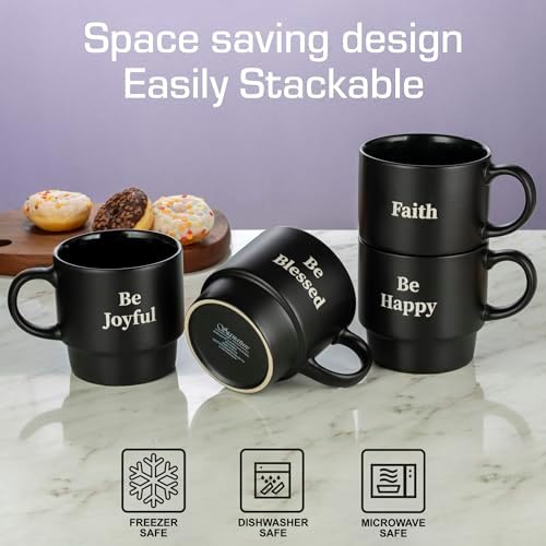 Signature Housewares Stackable Coffee Mug Tower Set with Metal Wire
