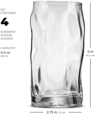 Bormioli Rocco Sorgente Cooler Glasses, 15.5 Oz - Clear, Set of 4
