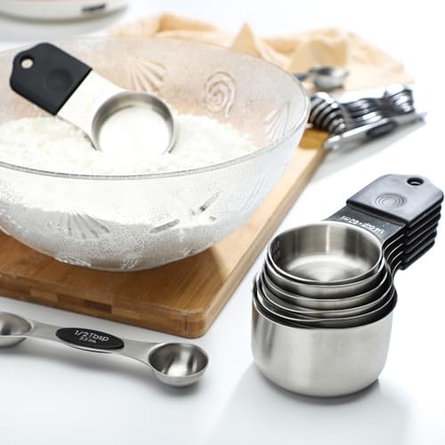 Magnetic Measuring Cups and Spoons Set of 16 Includes 7pcs Stainless