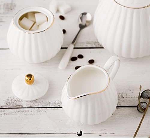 Ceramic Coffee Serving Set, Stripe Creamer Pitcher with Sugar Bowl Set