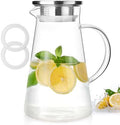 Glass Pitcher with Lid and Handle,68oz Borosilicate Water Pitcher