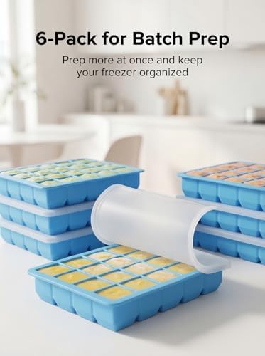 6 Pack 1 Tbsp Silicone Freezer Molds with Lids, Garlic Freezer Tray