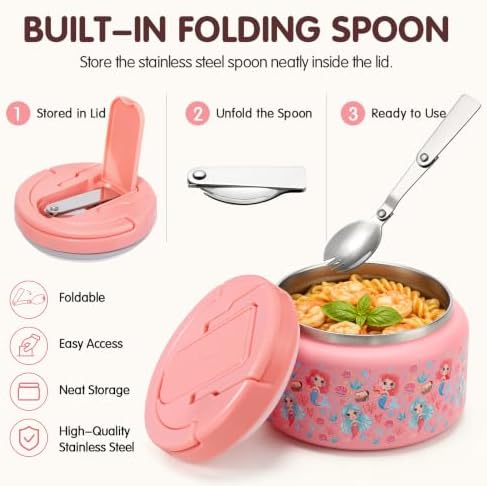 BABHAMNESS 13.5oz Soup Thermo for Hot Food Kids Insulated Vacuum Food