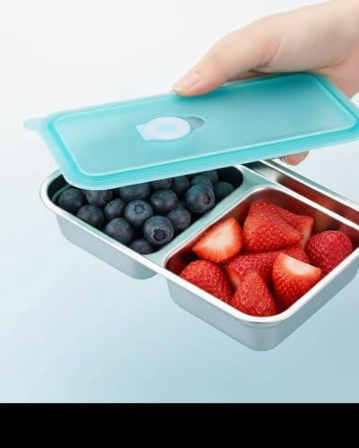 Snack Containers Reusable, Stainless Steel Double Compartment