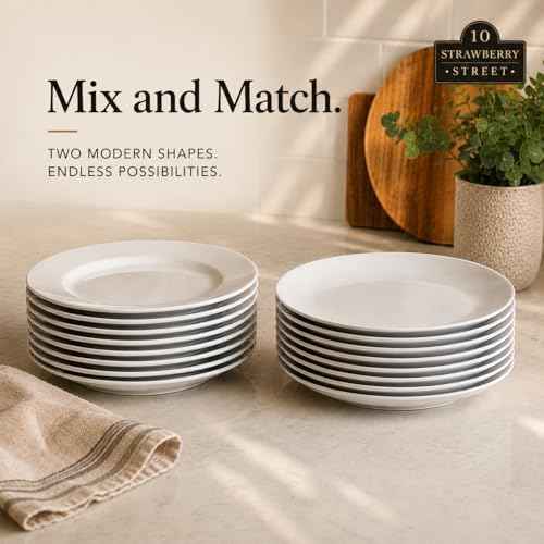 10 Strawberry Street Simply White 10.5" Round Dinner Plate, Set of 6
