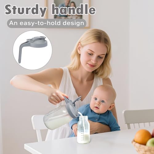 2Pack 32oz Glass Pitcher with Lid, Wide Mouth Storage Container