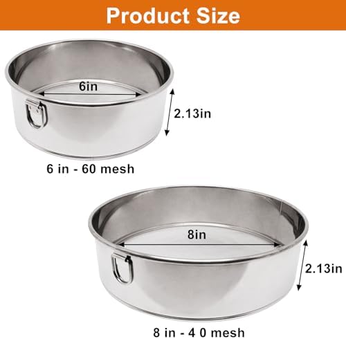 Flour Sifter for Baking 2 Pack, Round Flour Sifter Stainless Steel