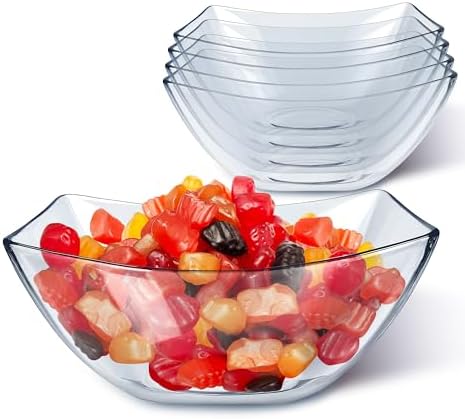 16oz Clear Plastic Serving Bowls (4 Pack) Small Disposable Candy