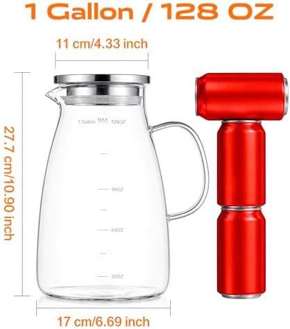 Aofmee Glass Pitcher with Lid and Handle, Glass Water Pitchers