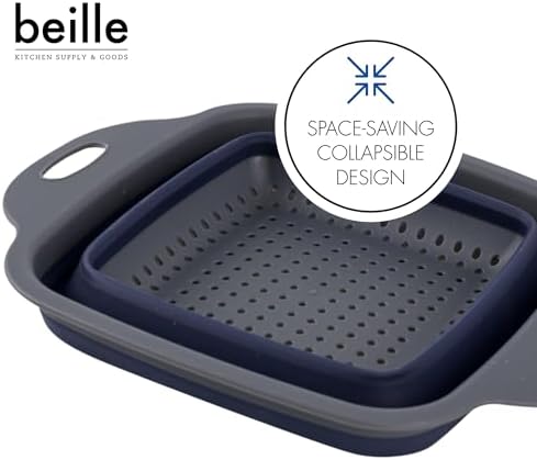 Beille 1pc Compact Collapsible Colander, Polypropylene Small Kitchen