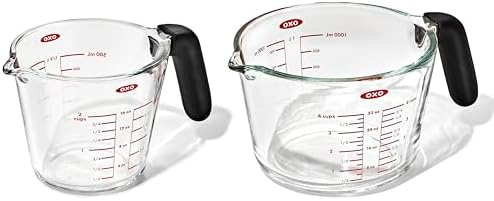 OXO Good Grips Glass Measuring Cup Set, 2 Cup & 4 Cup with Non-Slip