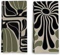 Sage Green Groovy 70s Retro Kitchen Towels Set of 2 - Boho Floral Dish