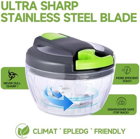 Manual Food Processor Vegetable Chopper, Portable Hand Pull String