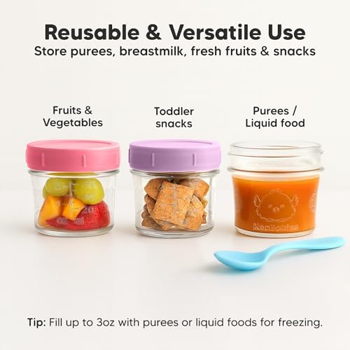 KeaBabies 12pk 4oz Glass Baby Food Containers with Lids