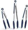 Doosu Silicone Kitchen Tongs, 3-Piece, Navy