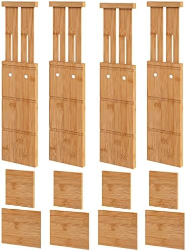 4.4" High Drawer Dividers with Inserts, Bamboo Drawer Dividers for