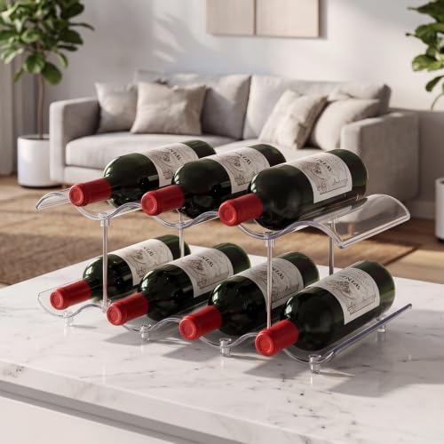 Mifoci 2 Tier Clear Acrylic Wine Rack & Countertop Stackable Bottle