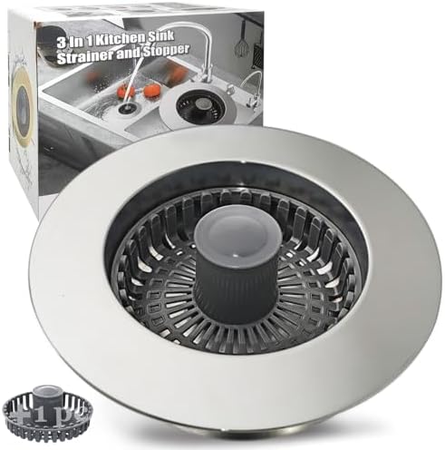 Anlige Kitchen Sink Drain Strainer,3in1 Pop Up Kitchen Sink Stopper