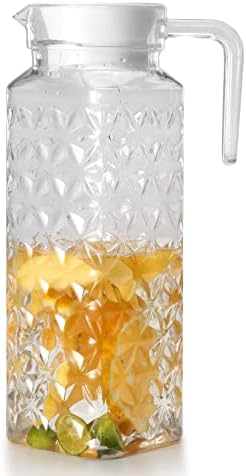 Acrylic Pitcher 37 oz, OEH Unbreakable Clear Plastic Pitcher with Lid