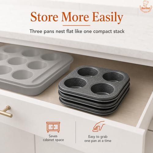 4-Cup Muffin Pan, Air Fryer Toaster Oven Muffin Tin Total 12 Cups