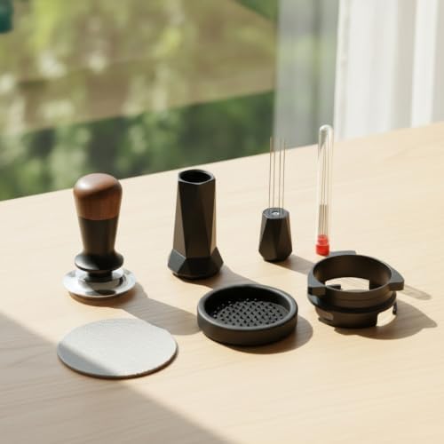5 Pieces Coffee Pressing Device With Walnut Top Handle And Black