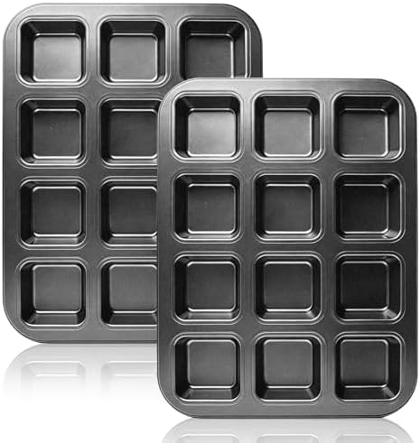 2 Pack Mini Brownie Pan with Dividers, Brownie Bite Pan, 12 Cavity