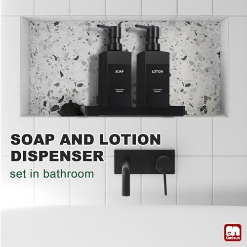 GMISUN Kitchen Soap Dispenser Set, 12 fl oz/350 ml, Black