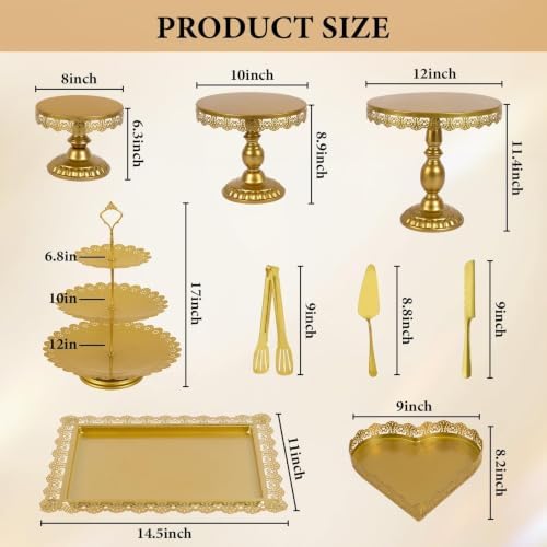 12 Set of Gold Cake Stand, Metal Gold Cupcake Stand and Bases para