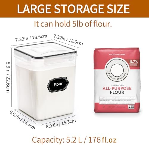 HKJ Chef 4-Pack Airtight Food Storage Containers, 5.2L / 176oz