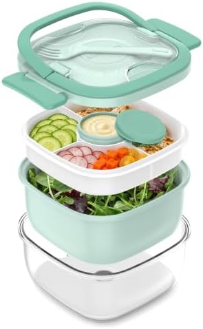 Salad Container with Ice Pack & Handle, 6.8 Cup / 1600ml Large
