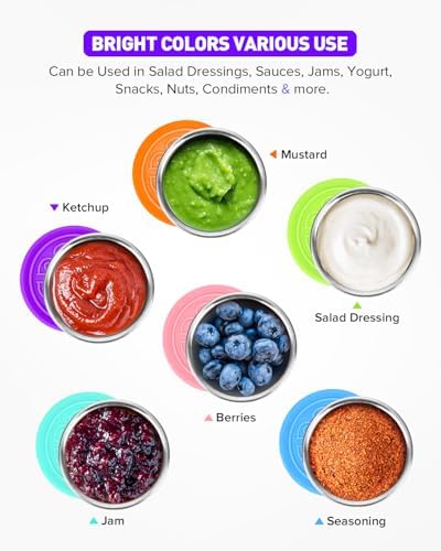 SouxMux 6-Pack 1.4 Oz Salad Dressing Container, Leakproof Stainless