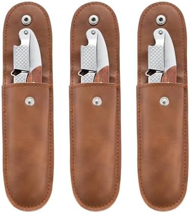 3-Pack Professional Waiter Corkscrew Wine Key with Leather Protection