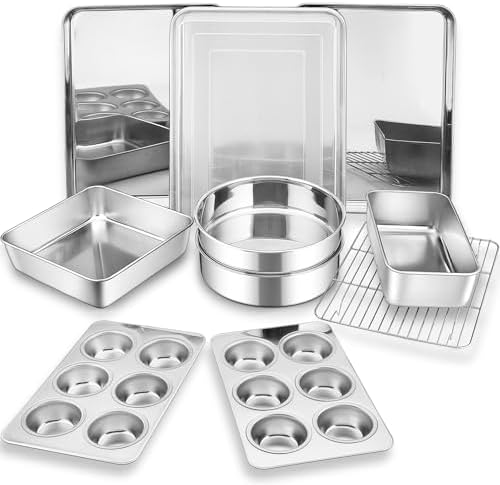 P&P CHEF Stainless Steel Baking Sheet Pan Set of 11, Bakeware Set for