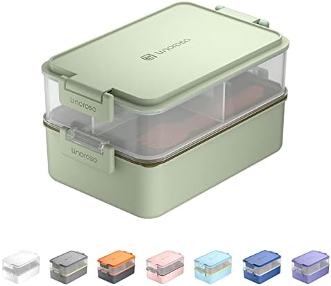 linoroso 2-Tier Adult Bento Box, 4 Compartments