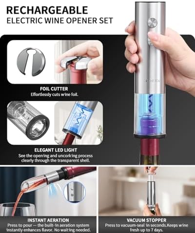CIRCLE JOY Electric Wine Bottle Opener Set Stainless Steel