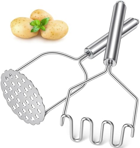 Potato Masher, Stainless Steel Masher for Potatoes, Beans, Berries